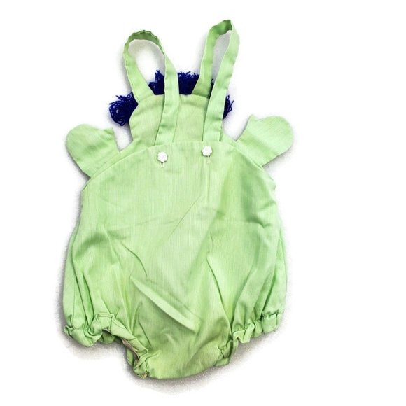 Vintage 50's one piece overalls shorts with- embroidered face - Picture 6 of 7